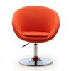 Manhattan Comfort Hopper Orange and Polished Chrome Wool Blend Adjustable Height Chair