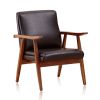 Manhattan Comfort ArchDuke Black and Amber Faux Leather Accent Chair