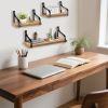 3 Pcs Wood Floating Shelves 3 Size Rustic Brown Wall Shelves Room Hanging Book Shelves Small Farmhouse Decor Wall Mounted Display for Living Room Bedr