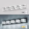 35" Modern Crystal 5-Light LED Wall Sconce – Elegant Chrome Bathroom Vanity Light with Clear Crystal Shades for Bathroom, Bedroom, or Hallway