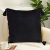 17.7in Black Vintage Butterfly Pillow – Velvet Square Throw Pillow with Tassels, Decorative Cushion