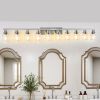 10 Light Bathroom Light Fixtures, Bathroom Vanity Light with Clear Glass, Brushed Nickel Bathroom Lighting Fixtures over Mirror