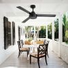 52" Outdoor Ceiling Fan Without Light, 3 ABS Blades Farmhouse Ceiling Fan with Remote Control 6-speed Reversible DC Motor Black for Living Room