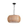18" Farmhouse Pendant Light with Adjustable Height, Boho Woven Jute Rope Hanging Ceiling Light Fixture, E26 Base, 60W Max, Compatible with Flat