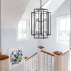 (Same as W1340142525/L1018-C) 18" Modern 8-Light Black & Chrome Geometric Pendant Chandelier, Industrial Metal Frame