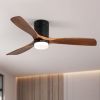 52 Inch Indoor Ceiling Fan With Lights 3 Solid Wood Fan Blade Noiseless Reversible Motor Remote Control With Light
