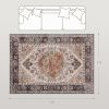 Area Rug 5x7, Machine Washable Rug, Non-Slip Boho Print Pattern Medallion Carpet for Living Room, Bedroom, Tawny Brown