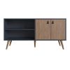 Manhattan Comfort Amber 53.7" TV Stand with Faux Leather Handles in Blue and Nature