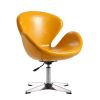Manhattan Comfort Raspberry Yellow and Polished Chrome Faux Leather Adjustable Swivel Chair