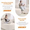 Boneless L-Shape Sectional Sofa with Curved Chaise,White Modular Chenille Compression Couch,30D High-Density Foam