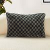 11.8inches Urban Light Luxury Dark Green Checkered Lumbar Throw Pillow – Soft Decorative Cushion