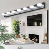 52" Modern 7-Light LED Vanity Light Fixture - Black Iron Finish with Acrylic Shades - Energy-Efficient Bathroom Wall Sconce - Dimmable for Mirror