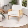 Mid Century Modern Accent Chair with Rattan Arms and Cushion