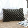 11.8inches Urban Light Luxury Dark Green Checkered Lumbar Throw Pillow – Soft Decorative Cushion
