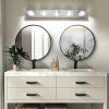 31" Modern Chrome 5-Light LED Vanity Light, Square Acrylic Lampshades Wall Mount Fixture for Bathroom, Mirror Lighting