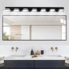 Modern Black LED Vanity Light, 7-Lights Wall Sconce for Bathroom and Mirror, Sleek Minimalist Design, Energy-Efficient, Easy to Install