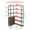 6 Tier Corner Bookshelf, 70" Tall Corner Bookcase with Storage Cabinet, 2 Barn Doors & 10 Storage Shelves
