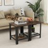 2-Tier Industrial End Table with Storage Shelf for Small Space