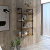 4-Tier Industrial Pipe Shelves Floating Wall Mounted Bookshelf, Metal Frame Display Rack, 1" Thickness Shelving Unit for Farmhouse, Kitchen, Bar