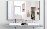 60*36" Oversized Modern Rectangle Bathroom Mirror with Balck Frame Decorative Large Wall Mirrors for Bathroom Living Room Bedroom Vertical or Horizont