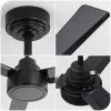 52" Outdoor Ceiling Fan Without Light, 3 ABS Blades Farmhouse Ceiling Fan with Remote Control 6-speed Reversible DC Motor Black for Living Room