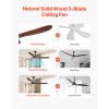 72 Inch Ceiling Fan without Light, 6-Speed Remote Control, 3-Wood-Blade, Reversible DC Motor, Modern Low Profile Flush Mount Exterior Fan for Bedroom