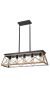 32" Walnut Industrial 5-Light Pendant Chandelier, Modern Metal Cage Design, Adjustable Hanging Light for Dining Room, Kitchen, Living Room (No Bulbs)