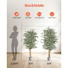 5FT Artificial Ficus Tree with Black Pot, Tall Faux Ficus Plant with Natural Wood Trunk and Realistic Green Leaves, Indoor Fake Silk Tree for Home