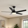 48" Ceiling Fan with Lights and Remote Control, Matte Black Modern Ceiling Fan, Reversible DC Motor, 6 Speeds, 3 CCT Dimmable LED