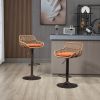 Modern Swivel Bar Stools Set of 2 Adjustable Counter Height Chairs with Footrest for Kitchen, Dining Room (Orange)
