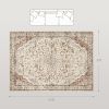 Area Rug 8x10, Machine Washable Rug, Non-Slip Classical Floral Print Floor Carpet for Living Room, Bedroom, Mixed-Brown