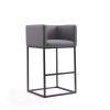 Manhattan Comfort Embassy 38 in. Grey and Black Metal Barstool