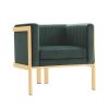 Manhattan Comfort Paramount Forest Green and Polished Brass Velvet Accent Armchair