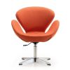 Manhattan Comfort Raspberry Orange and Polished Chrome Wool Blend Adjustable Swivel Chair