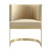 Manhattan Comfort Aura Sand and Polished Brass Velvet Dining Chair