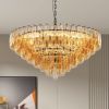 Modern Round Chandelier, 37" Extra Large Black Chandeliers for Dining Room, 14-Light with Tiered Smoke Glass Tubes Ceiling Light