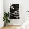 Mirror Jewelry Cabinet White Engineered wood, glass, fabric
