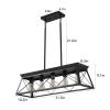 32-inch Black Industrial 5-Light Pendant Chandelier, Modern Metal Cage Design, Adjustable Hanging Light for Dining Room, Kitchen