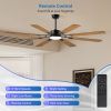 72-Inch 8-Blade Large Ceiling Fan,Reversible Quiet DC Motor,Indoor/Outdoor Modern Ceiling Fan,Suitable for Kitchen,Living Room and Terrace,Black.
