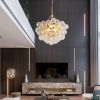 20-Inch Gold Pendant Light Chandelier with Threaded Clear Glass Globe Shade – Adjustable Height, Ideal for Living Room, Dining Room