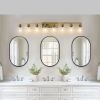 51" Golden 8-Light Vanity Light with Clear Glass Shades, Modern Iron Metal Bathroom Wall Fixture for Mirror