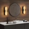 13.8" Natural Marble Wall Sconce, Black Sconces Set of Two, Indoor Modern Bathroom Sconces Wall Lighting for Living Room, Bedroom, Hallway, Stairs