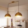 41" Industrial Modern Copper Color Double Pendant Light – Adjustable Ceiling Hanging Lamp with Bright Finish for Dining Room, Kitchen
