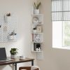 5-Tier Floating Corner Bookshelf, Plant Shelf for Bedroom, Living Room, Bathroom, Home Office, Cloud White