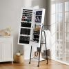 Full mirror wood flooring style, with storage shelves, white light beads, detachable foldable hanging bar at the back