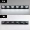 39" Modern Black 6-Light LED Vanity Light, Square Acrylic Lampshades Wall Mount Fixture for Bathroom, Mirror Lighting