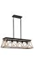 32" Oak Industrial 5-Light Pendant Chandelier, Modern Metal Cage Design, Adjustable Hanging Light for Dining Room, Kitchen, Living Room (No Bulbs)