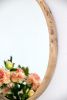 27.5" Round Wood Mirror, Wall Mounted Mirror Home Decor for Bathroom Living Room