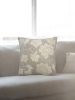 Handmade Floral Embroidered Cotton Chambray Throw Pillow Cover  20x20 inches