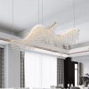 36-inch Modern Wave LED Crystal Chandelier - Adjustable Color Temperature 3000K/4000K/6000K - Adjustable Height - Elegant Chandelier for Living Room a